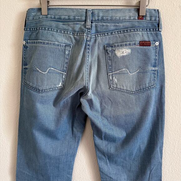 7 For All Mankind Light Wash Bootcut Jeans Distressed Size 29 - Picture 6 of 13
